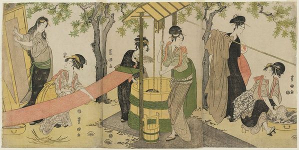 Utagawa Toyokuni I: Women Washing Clothing - Museum of Fine Arts