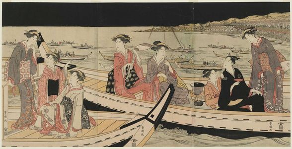 Utagawa Toyokuni I: Watching Fireworks from Boats - Museum of Fine Arts