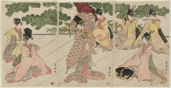 Utagawa Toyokuni I: Women Performing Okina, Senzai, and Sanbasô - Museum of Fine Arts