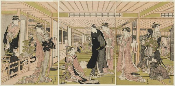 歌川豊国: The Parlor of a Brothel - ボストン美術館