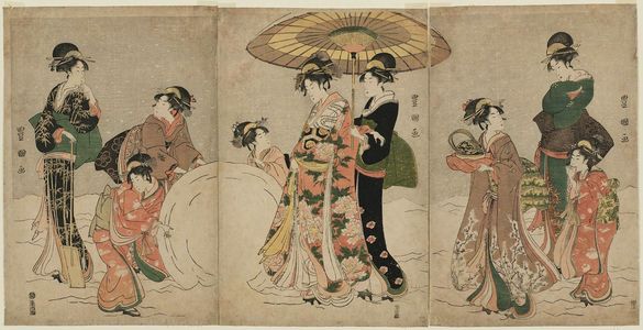 Utagawa Toyokuni I: Women Making a Giant Snowball - Museum of Fine Arts