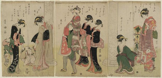 歌川豊国: Children Visiting a Shrine - ボストン美術館