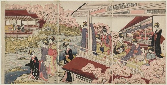 歌川豊国: Imaginary Version of the Yoshino River Scene in the Play Imoseyama - ボストン美術館