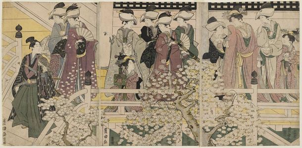 Utagawa Toyokuni I: Cherry-blossom Viewing at a Temple - Museum of Fine Arts