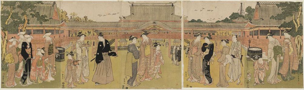 Utagawa Toyokuni I: Visiting Kan'ei-ji Temple at Tôeizan in Ueno - Museum of Fine Arts