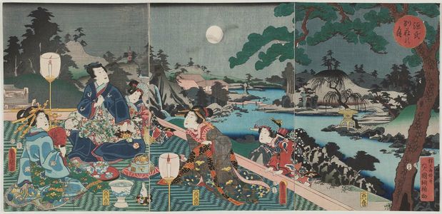 Utagawa Kunisada: Moon at Genji's Villa (Genji bessô no tsuki) - Museum of Fine Arts