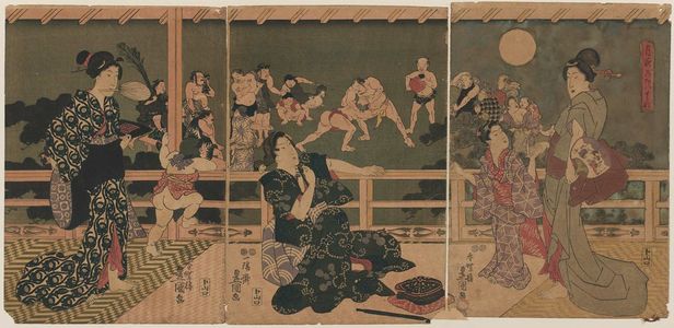 Utagawa Kunisada: Amusements on a Moonlit Night (Tsukiyo no tawamure) - Museum of Fine Arts
