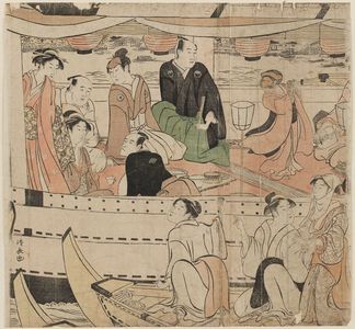 Torii Kiyonaga: Three Actors at a Boating Party on the Sumida River - Museum of Fine Arts