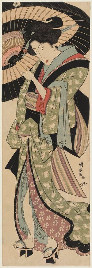 Utagawa Kuniyasu: Woman with Umbrella - Museum of Fine Arts
