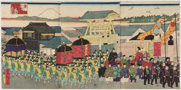 Utagawa Hiroshige III: The Official Notice Board at Nihonbashi Bridge in Tôkyô (Tôkyô Nihonbashi gokôsatsuba no zu) - Museum of Fine Arts