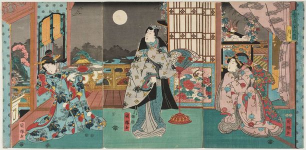 Utagawa Kuniteru: Moon (Tsuki), from the series Snow, Moon and Flowers (Setsugekka no uchi) - Museum of Fine Arts