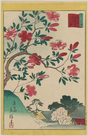 Utagawa Hiroshige II: Kirishima Azaleas at Gokoku-ji Temple in Tokyo (Tôkyô Gôkoku-ji kirishima), from the series Thirty-six Selected Flowers (Sanjûrokkasen) - Museum of Fine Arts