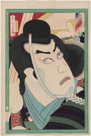 豊原国周: Actor Kawarazaki Sanshô as Benkei in The Subscription List (Kanjinchô), from an untitled series of actor portraits - ボストン美術館