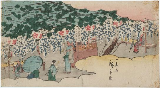 Japanese Print "Wisteria Arbor" by Utagawa Hiroshige, 歌川広重 (Utagawa Hiroshige I)