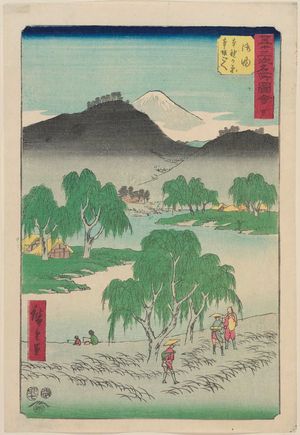 Utagawa Hiroshige: No. 36, Goyu: Motono-ga-hara and Motozaka Pass (Goyû, Motono-ga-hara Motozaka goe), from the series Famous Sights of the Fifty-three Stations (Gojûsan tsugi meisho zue), also known as the Vertical Tôkaidô - Museum of Fine Arts