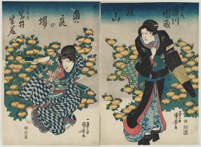 Utagawa Kuniyoshi: Actors Ichikawa Danzô as Iwafuji (R) and Iwai Shijaku as Hatsu (R) in Kagamiyama Okuniwa no ba - Museum of Fine Arts