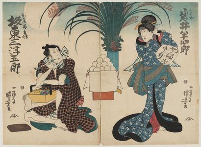 Utagawa Kuniyoshi, 歌川国芳 (Utagawa Kuniyoshi)による浮世絵「Actors Iwai Hanshirô(R), Bandô Mitsugorô(L)」