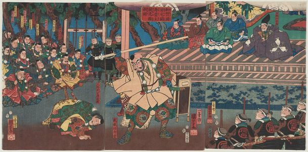 歌川国芳: At the Ataka Barrier in Kaga Province, Benkei Saves His Master (Kaga no kuni Ataka no seki ni Benkei shûjû no kinan o sukuu zu) - ボストン美術館
