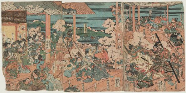 Utagawa Kuniyoshi, 歌川国芳 (Utagawa Kuniyoshi)创作的日本版画《The Night Attack on the Horikawa Mansion》