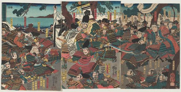 Utagawa Kuniyoshi: The Quarrel about Reversed Oars at Daimotsu Bay (Daimotsu no ura sakaro ron no zu) - Museum of Fine Arts