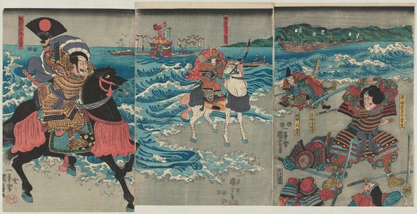 Utagawa Kuniyoshi: The Battle of Ichinotani - Museum of Fine Arts