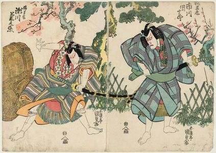 Utagawa Kunisada: Actors Ichikawa Danjûrô VII as Matsuômaru (R) and Segawa Kikunojô V as Umeômaru (L) - Museum of Fine Arts