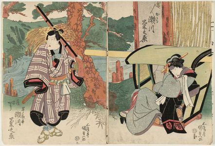 Utagawa Kunisada: Actors Segawa Kikunojô V as Okaru (R) and Segawa Kikunojô V as Hayano Kanpei (L) - Museum of Fine Arts