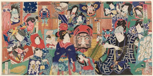 Toyohara Kunichika: Modern Parody of an Exclusive Selection of Kites (Tôsei mitate tako zukushi) - Museum of Fine Arts