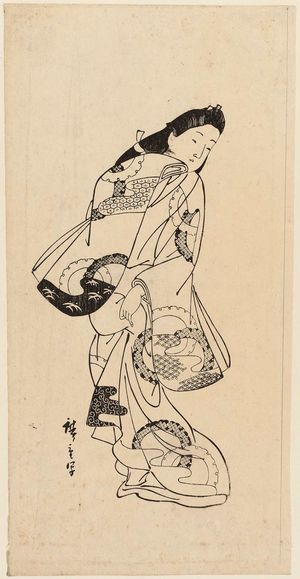 Japanese Print "Standing Woman" by Utagawa Hiroshige, 歌川広重 (Utagawa Hiroshige I)