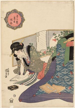 Utagawa Kunisada: Woman under a Kotatsu, from the series Starlight and Frost: Modern Manners (Hoshi ya shimo tôsei fûzoku) - Museum of Fine Arts