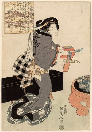 Utagawa Kunisada, 歌川国貞 (Utagawa Kunisada I (Toyokuni III))による浮世絵「Miidera Temple, from an untitled series of Eight Views of Ômi (Ômi hakkei)」