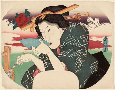 歌川国貞: Woman drinking sake - ボストン美術館