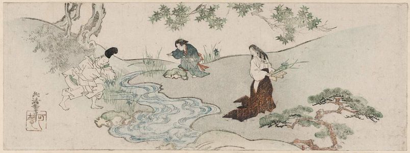 Kita Busei, 喜多武清 (Kita Busei)による浮世絵「Courtiers Gathering Iris」