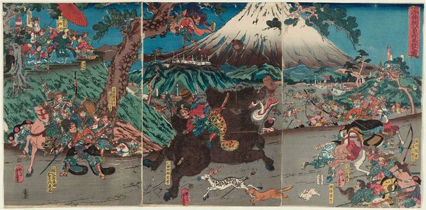 Yoshifuji: Minamoto Yoritomo's Hunting Party on the Plain of Mount Fuji (Minamoto Yoritomo Fujino makigari no zu) - Museum of Fine Arts