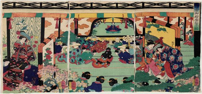 Utagawa Yoshitsuya: Offering Congratulations at the Kamakura Palace (Kamakura goten keiga no zu) - Museum of Fine Arts
