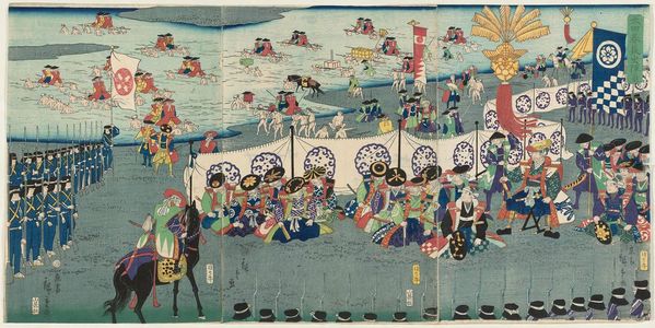Utagawa Hiroshige II: Ôta Harunaga Goes to War (Ôta Harunaga shutsujin no zu) - Museum of Fine Arts