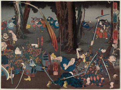 Utagawa Kuniyoshi: The Night Attack at the Ôbaka Inn (Ôbaka shuku youchi no zu) - Museum of Fine Arts