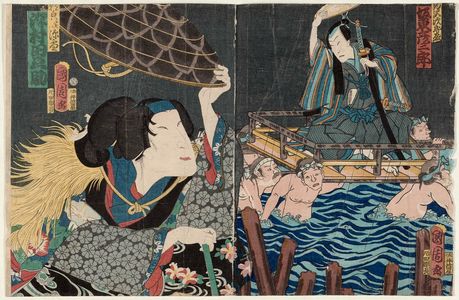 Toyohara Kunichika: Actors Sawamura Tanosuke III (L) and Bandô Hikosaburô V (R) - Museum of Fine Arts