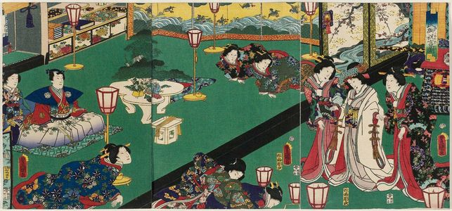 Utagawa Kunisada: Congratulations to Genji (Genji goshûgen no zu) - Museum of Fine Arts