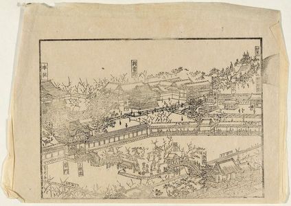 Utagawa Sadahide: Pictorial map of a shrine - Museum of Fine Arts