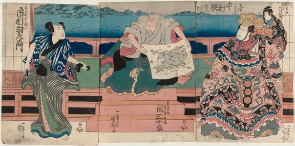 Utagawa Kuniyoshi: Actors Nakamura Utaemon (R), Seki Sanjûrô (C), and Ichimura Uemon (L) - Museum of Fine Arts