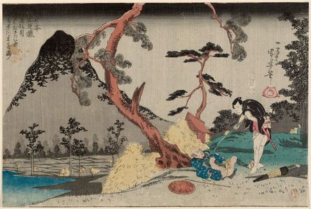 Utagawa Kuniyoshi: Act V (Godanme): Actors Ichikawa Sumizô III as Sadakurô and Matsumoto Taisuke as Yoichibei, from the series Kanadehon Chûshingura - Museum of Fine Arts