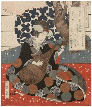 屋島岳亭: Woman with Gagaku Instrument, from the series Pentaptych for the Hisakataya Poetry Club (Hisakataya gobantsuzuki) - ボストン美術館