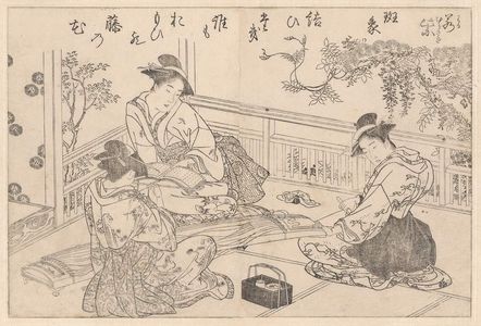 北尾重政: Wakamurasaki, Chapter 5 of the Genji. From Biwa no Umi, vol. 1, illustration 5. - ボストン美術館