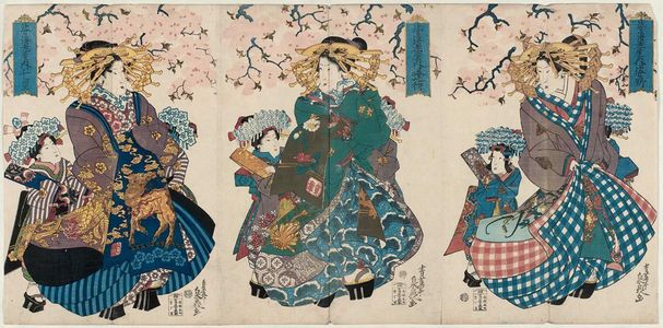 Teisai Senchô: of the Owariya, from an untitled series of courtesans under cherry blossoms - Museum of Fine Arts