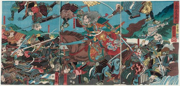 Utagawa Kuniyoshi, 歌川国芳 (Utagawa Kuniyoshi)による浮世絵「The Brave Deed of Breaking the Water Jars (Mizukame o kudaite meiyo o arawasu no zu)」