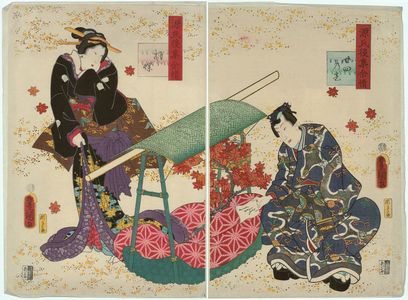 Utagawa Kunisada: Ch. 24, Kochô, from the series Lingering Sentiments of a Late Collection of Genji (Genji goshû yojô) [pun on The Fifty-four Chapters of the Tale of Genji (Genji gojûyojô)] - Museum of Fine Arts