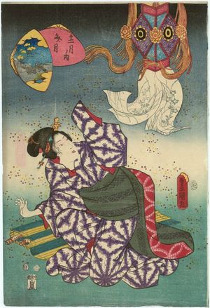 歌川国貞: The Seventh Month (Fumizuki), from the series Twelve Months (Jûni tsuki no uchi) - ボストン美術館