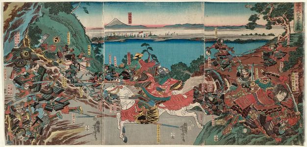 Utagawa Yoshitora: The Battle of Kônodai, from Records of the Nine Generations of the Hôjô Clan (Hôjô kudaiki Kônodai kassen) - Museum of Fine Arts