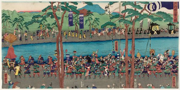 Utagawa Yoshitora: Minamoto Yoshitsune Goes to War (Minamoto Yoshitsune shutsujin no zu) - Museum of Fine Arts